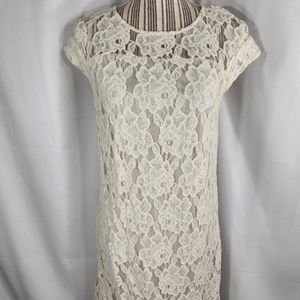 Cynthia Steffe Cap Sleeve Off-White Lace Dress Size 8